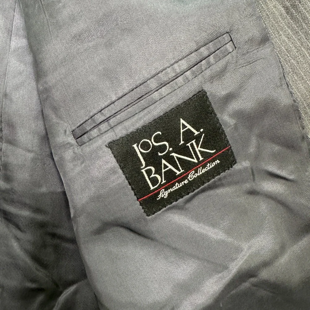 Jos A Bank Signature Collection Mens 48XL Gray Pinstripe Wool Silk Suit 38x36 - Picture 5 of 16